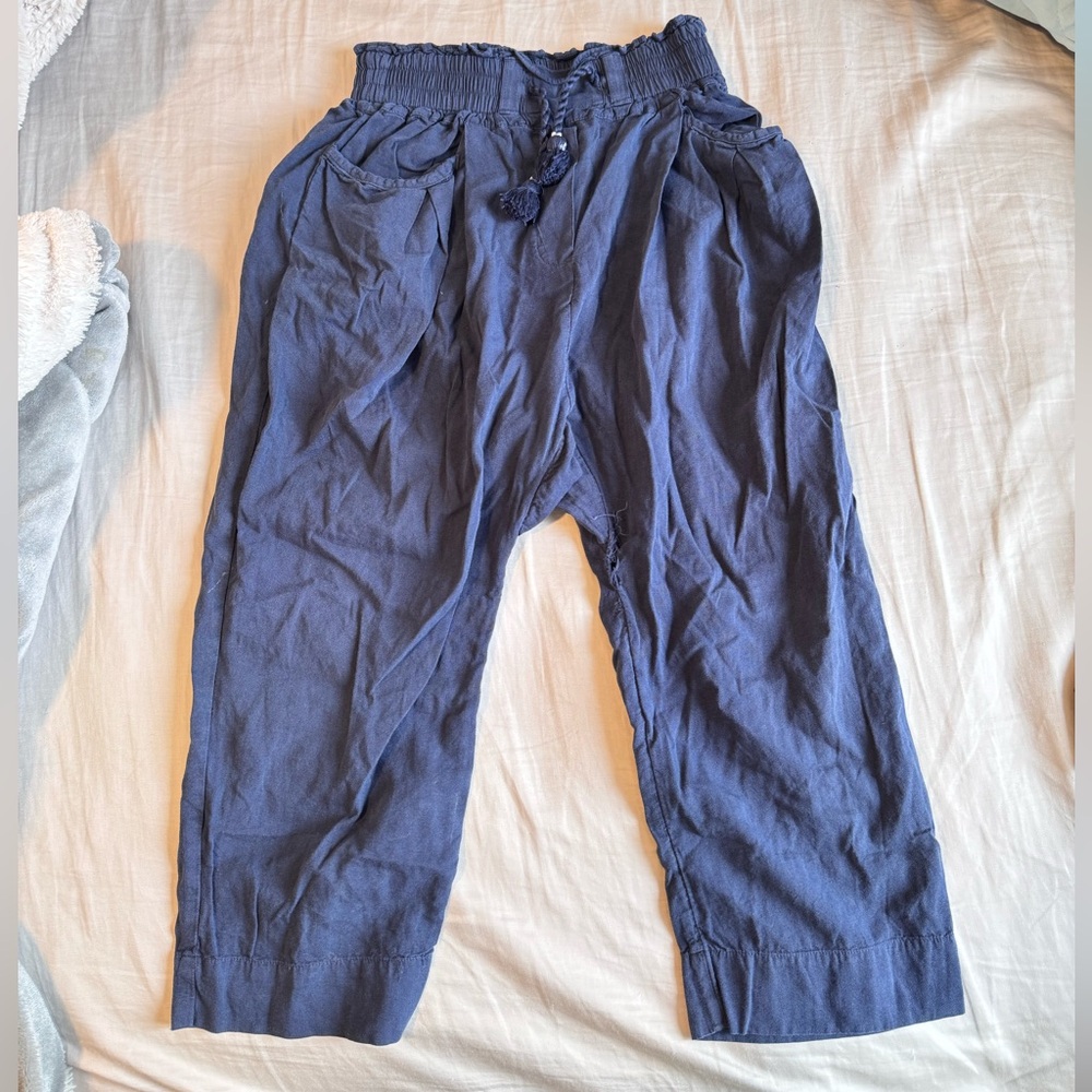 Zara Navy Blue Elastic Waist Pants